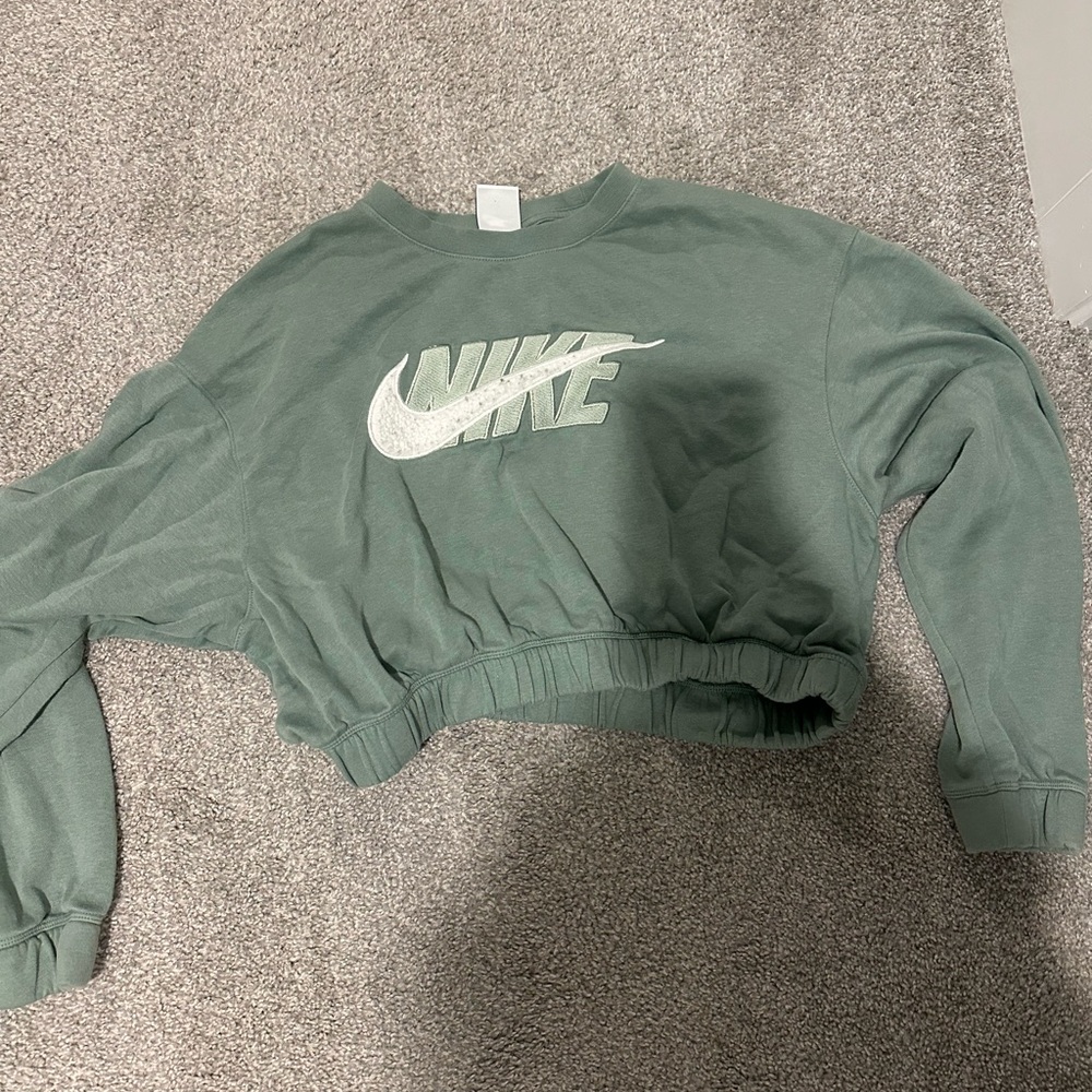 Nike Green Crew Neck Sweater with Logo